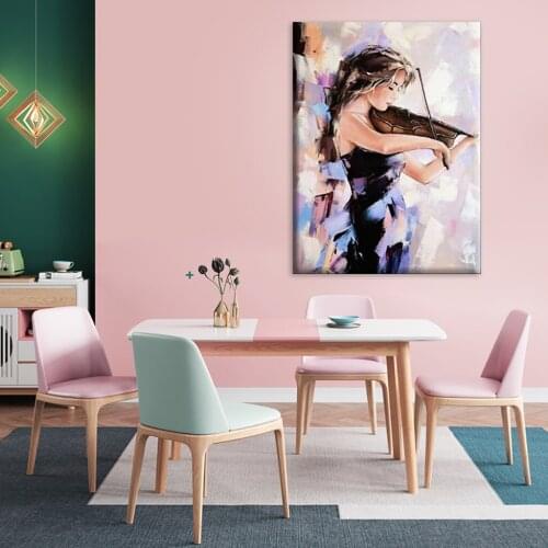 Nordic Style Canvas Painting Prints Violin Girl Home Decor Wall Art Pictures Watercolor Creative For Living Room Modular Poster