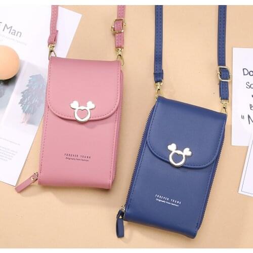 Leather Mobile Phone Pocket Women Crossbody Bags with Zipper Female Coin Purse Long Wallet Multi Purpose Money Bag bolso mujer