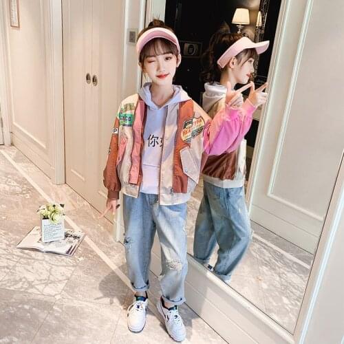 Personality Jacket Spring Autumn Coat Outerwear Top Children Clothes School Kids Costume Teenage Girl Clothing High Quality