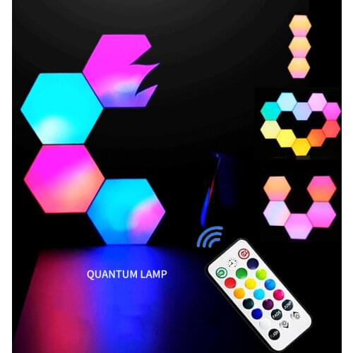 Quantum Remote Control Honeycomb Modular Assembly Helios Touch Wall Lamp RGB Quantum Lamp LED Magnetic Wall Light Bedroom Lamp