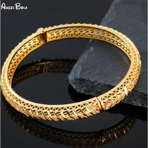 Fashion New Gold Plaid Turkish Ladies Bracelet Islamic Muslim Luxury Jewelry Girl Bracelet Marriage Wedding Holiday Gift