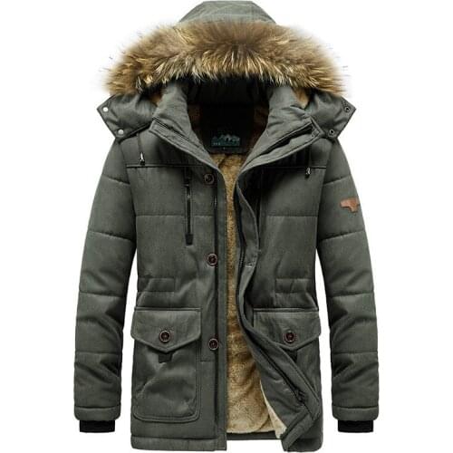 Mens Winter Warm Jackets And Coats With Fur Collar Fleece Padded Thick Thermal Parkas Outdoor Workwear Outerwear Windbreaker