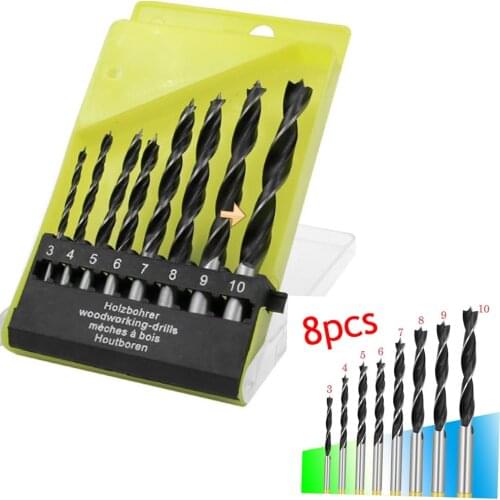 Wholesale 8Pcs Twist Drill Bits Set High Carbon Steel Metal Wood Drilling Tools for Woodworking Power Tools 3/4/5/6/7/8/9/10mm