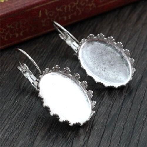 No Fade 13x18mm 18x25mm 10pcs/Lot Stainless Steel Oval French Lever Back Earrings Base,Fit 13*18/18*25mm Oval Glass Cabochon