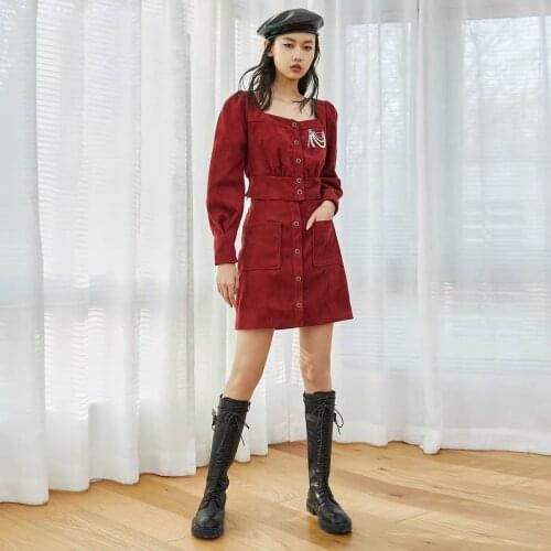 Ol 2021 spring new style foreign style design feeling close waist two piece dress female | 121107083