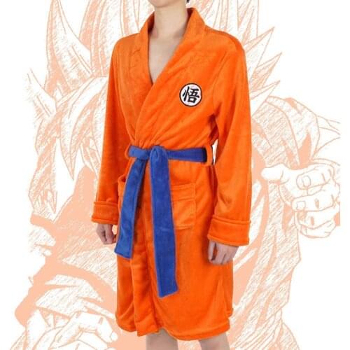 Goku Pattern Plush Robe Cartoon Pajamas Anime Adult Kid Dragonns Ball Cosplay Bathrobe Man Women Bath Robe Sleepwear Costume