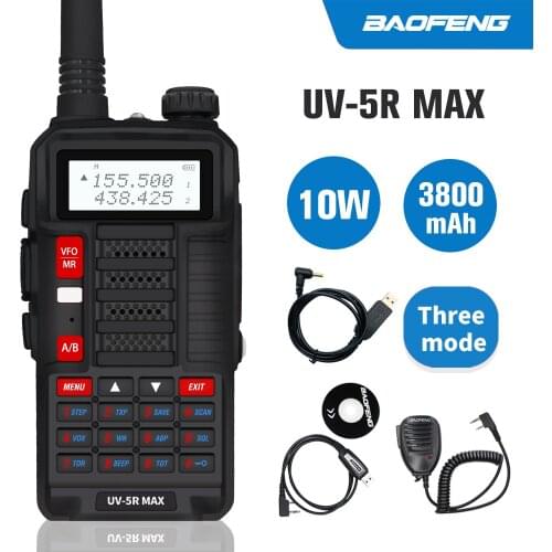 10W Baofeng UV-5R MAX Walkie Talkie UV5R max Dual Band Two Way Radio UHF VHF Transceiver USB Charge Hunting Ham Radio Transmitte