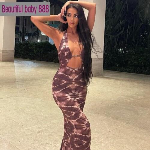 Meqeiss Serpentine Sexy Sling Halter Womens Dresses Backless Skinny Hollow Outfit Sleeveless Female Long Dresse Elegant Clubwear