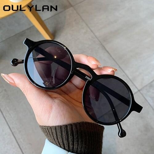 Oulylan Retro Round Sunglasses Women Men Classic Brand Leopard Green Sun Glasses Shades Ladies UV400 Sunglass Oval Eyewear