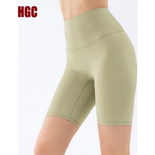 HGC Sports Short Women Naked-feel Fabric NO Front Seam High Waist Yoga bottoms Fitness Joggers GYM Running Sexy Bermuda Shorts