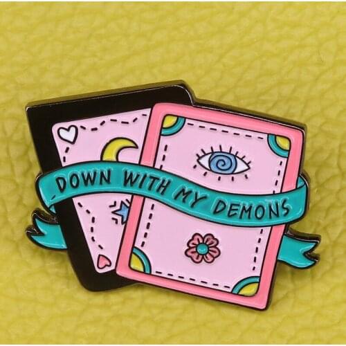 Tarot Card Demons Badge Gypsy witchy moon magic Wiccan divination pin pastel gothic punk accessory
