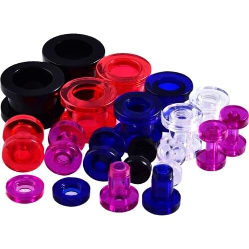 9Colors Acrylic Tunnel Ear Plugs Ear Gauge Clear Screw Flesh Expanders Ear Stretchers Plugs and Tunnels Body Piercing Jewelry