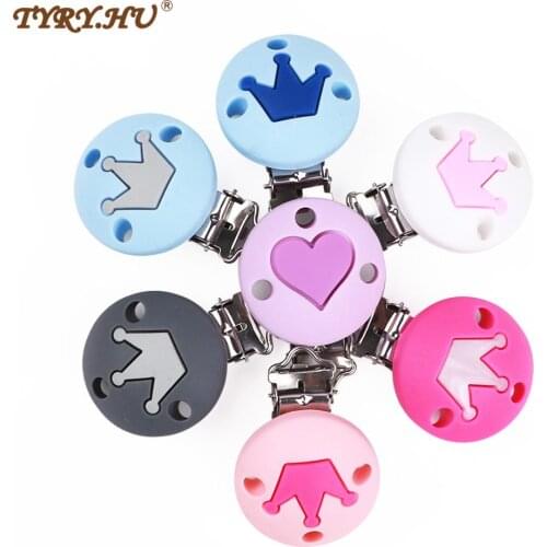 TYRY.HU Pacifier Clips Silicone Baby Teether Silicone Beads Wooden Teething Accessories Clip Nipple Clasps Toy DIY Bead Tools