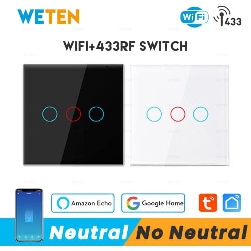 Smart Wifi Switch Touch Light Switch No Neutral Wire Required Smart Light Switch Tuya RF433 Smart Home Controller Support Alexa