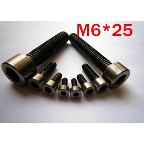 New Free Shipping 50pcs M6 x 25 M6 Thread Diameter 25mm Length Hex socket head cap screw Titanium Ti Screw