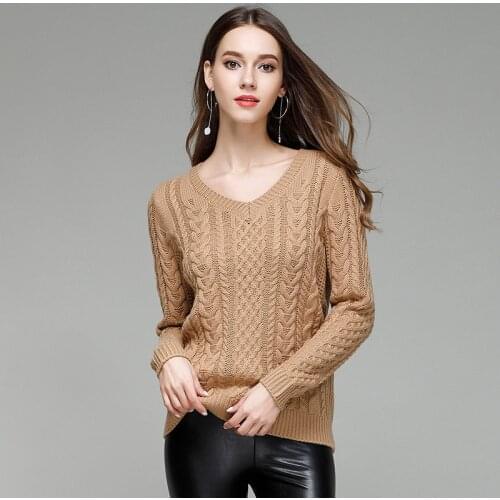 Sweters Women 2020 Knitwear Pull Femme Manche Longue V Neck White Sweater Roupa Mulher Pullover Feminino Tops KJ161