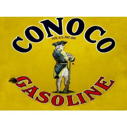 TIN SIGN "Conoco Yellow" Gas-Oil Signs Rustic Wall Decor