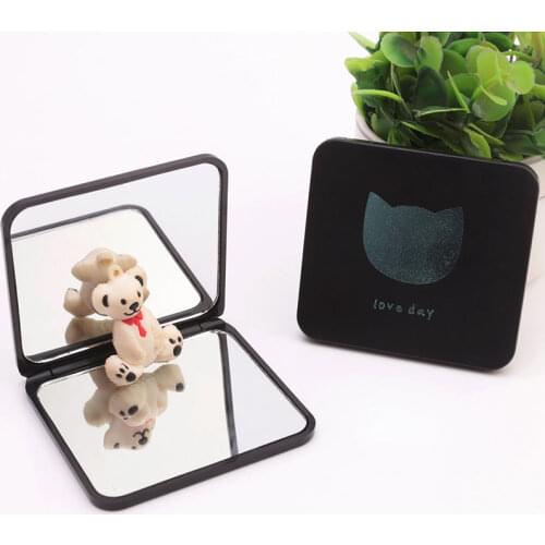 1pc Mini Girls Cute Mirror Portable Folding Mirror Round Square Pocket Make Up Double-sided Cosmetic Mirrors For Gift