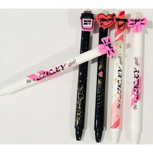 1 pc Kawaii Bowknot and Hearts Erasable Gel Pen Writing Pen Student Stationery 0.5mm Blue Ink