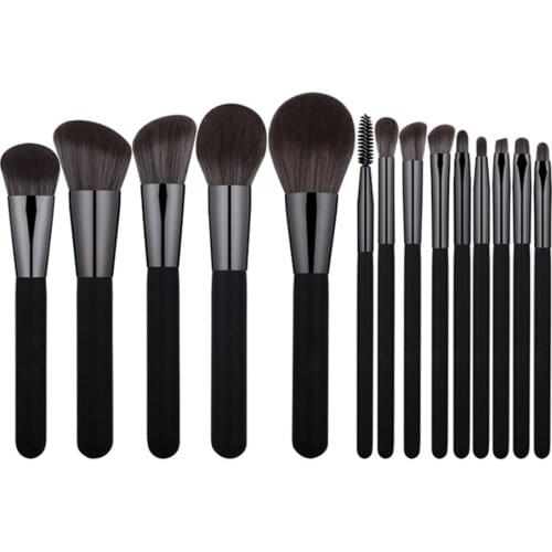 Makeup Brushes Black 14Pcs Soft Hair High Quality Professional Foundation Powder Eye Shadow Eyebrow Make Up Set Tools With Bag