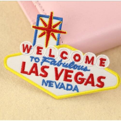 Wolcome To LAS VEGAS Letters Shape Embroidered Patch Iron On Clothes For Clothing Sticker Wholesale Applique DIY Sewing Decorati
