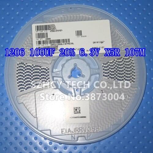 2000Pcs 1206 100UF 20% 6.3V X5R 1206 107M 6.3V GRM31CR60J107ME39L New and origianl