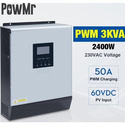 3kva 2400W Charging Reverse Control All-in-One Machine Built-in Pwm50a 24V PS-3K Hybrid Inverter