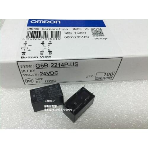 5pcs/lot G6B-2214P-US-24V power relay 6PIN 5A 2 groups normally open