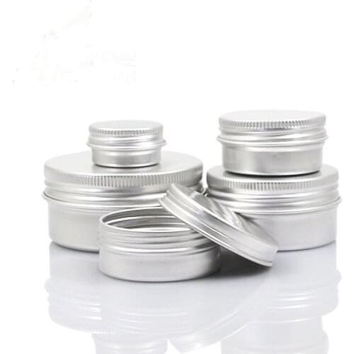 50pcs 5g-100g Empty Aluminum Jars Refillable Cosmetic Bottle Ointment Cream Sample Packaging Containers Screw Cap PJ268