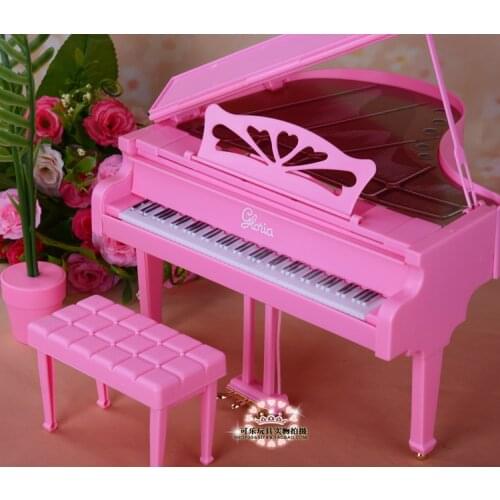 Dolls accessories furniture simulation pink piano for barbie doll toy diy play sets children girls birthday gifts