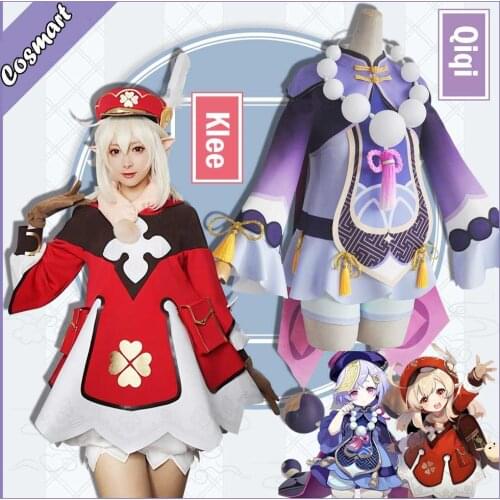 Anime Genshin Impact Klee Qiqi Game Suit Lovely Dress Cosplay Costume Halloween Party Outfit For Women Girls 2020 NEW