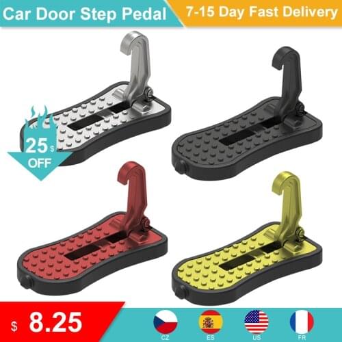 Car Door Step Pedal Stepping Ladder Foot Pegs For Car Folding Auto Doorstep Easy Access To Car Roof Rack With Safety Hammer