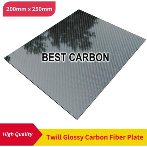 Free Shipping 200mm x 250mm 100% Twill Glossy Carbon Fiber Plate, laminate plate, rigid plate , car board , rc plane plate