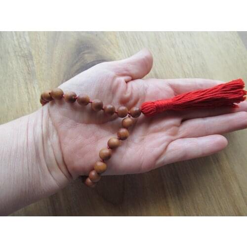 Sandalwood Mala Beads Bracelet 27 Bead Pocket Mala Meditation Beads Prayer Bracelet Hand Knotted Bracelets Small Yoga Bracelets