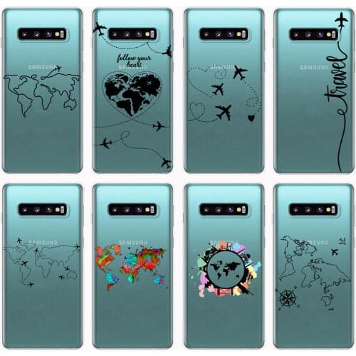 World Map Travel Airplane Always follow your heart Phone Cases For Coque Samsung S7 Edge S8 S9 S10 S11 Plus Lite S10e 5G Cover