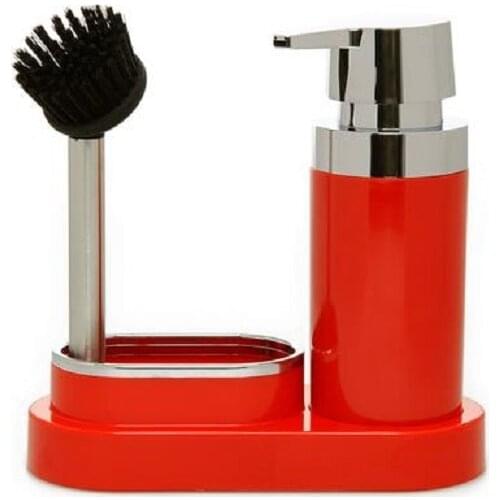 Liquid Soap Dispenser With Brush Dish Sponge Holder Kitchen Bathroom Accessories 5 Colors Washing Bottles Double 3in1