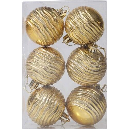 Christmas Tree Decorations 6cm Plastic Gifts Champagne 6Pcs Ornaments Non-toxic Hanging Balls