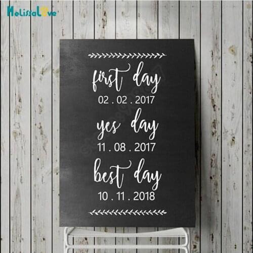Customized Date Wedding Welcome Sign Personalized Wedding board Decal First Day Yes Day Best Day Custom Sticker B825