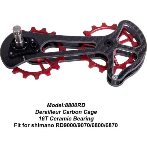 Road Bike Carbon Fibre Derailleur Cage With 16T Ceramic Jockey Wheel Lower Pulley For Shimano Dura-Ace R6800 6870 9000 9070
