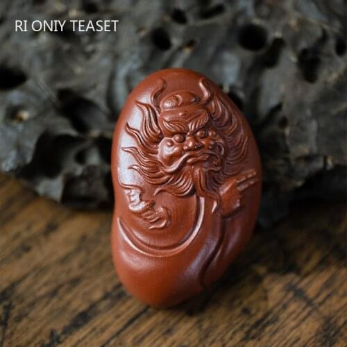 Chinese Yixing Purple Clay Tea pet Lucky Fortune Tea Figurine Ornaments Handmade Sculpture Tea Ceremony Decors Accessories Gifts