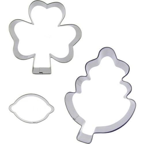 Clover, Leaf, Small Lemon shaped 3 piece biscuit cutting molds, baking tools, cake decorating soft candy tools