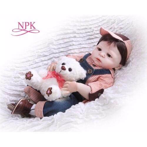 NPK57CM full silicone body doll Boneca Reborn preppy style Reborn Baby Doll Toys Lifelike Child Birthday Xmas Gift HOT TOY