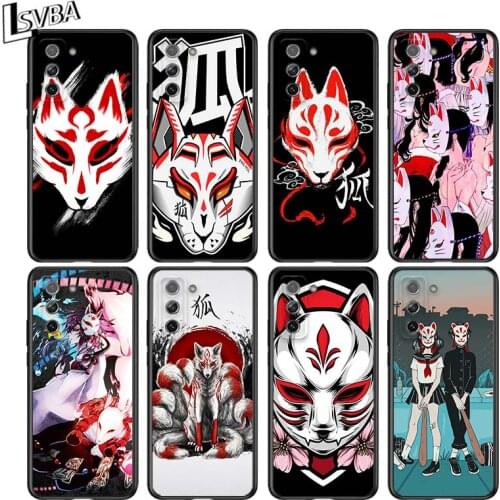 Fox Mask Anime Girl for Samsung Galaxy S21 Ultra Plus Note 20 10 9 8 S10 S9 S8 S7 S6 Edge Plus Black Phone Case