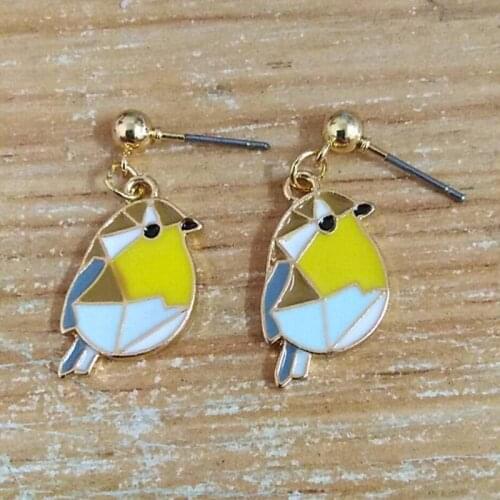 Fashion jewelry metal enamel cute bird earrings