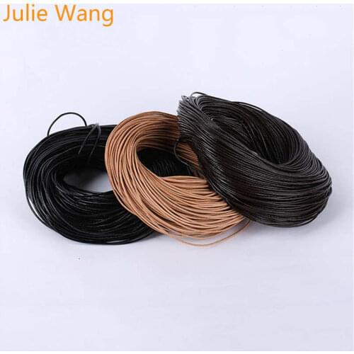 Julie Wang 1 Meter 1-5 mm Man-made Cowhide Leather Cords Necklace Pendant Chain Rope String Bracelet Jewelry Making Accessory
