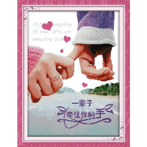 Hand in hand for a life time cross stitch kit people 18ct 14ct 11ct count print canvas stitches embroidery handmade needlework