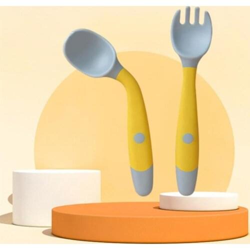 Spoon for Baby Utensils Set Auxiliary Food Silicone Spoons Toddler Learn To Eat Training Bendable Soft Infant Tableware #20