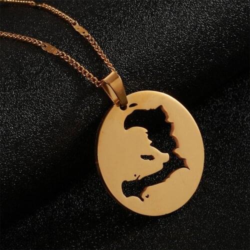Stainless Steel The Republic of Haiti Map Pendant Necklace PORT-AU-PRINCE Map Chain Jewelry