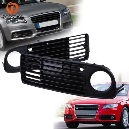 POSSBAY Car Front Lower Bumper Grill Grilles Fog Light Cover for Audi A6 (C5) Sedan/Avant 1997.05-2001 Pre-facelift Side Vents