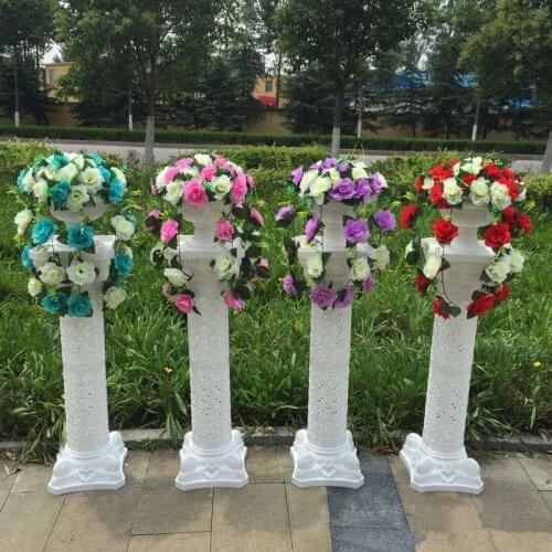 Height 115cm (45 inches) Hollow Roman Column Road Lead With Flower And Vase Sets For Wedding Mall Opened Props Decorations
